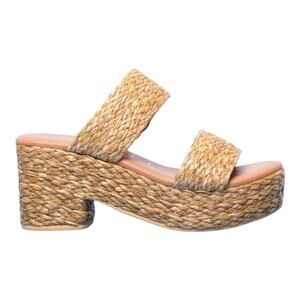 Beach by Matisse Womens Ocean Ave Platform Raffia Sandal Sz 6 In Camel Boho Y2K